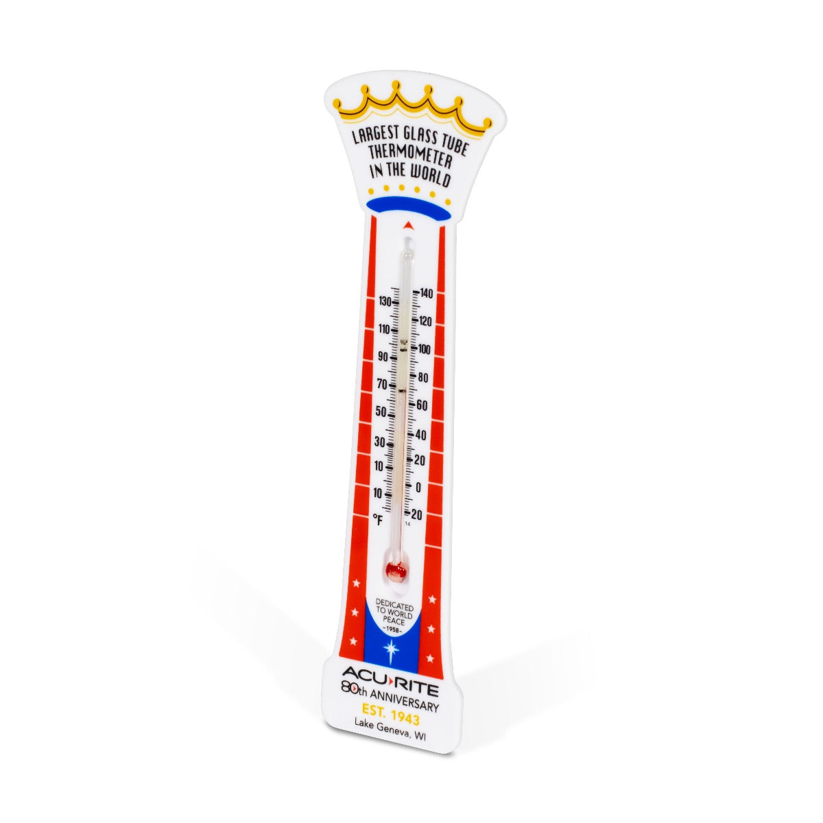 80th Anniversary 7-Inch Replica of Largest Glass Tube Thermometer in the World