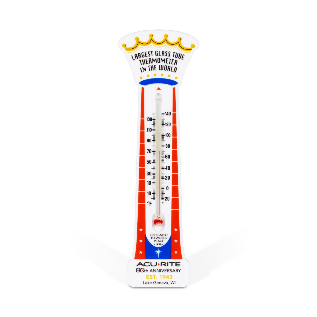 80th Anniversary 7-Inch Replica of Largest Glass Tube Thermometer in the World