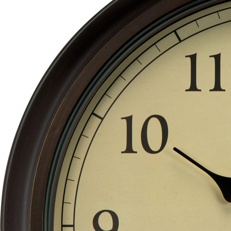 24" Outdoor/Indoor Wall Clock with Thermometer and Humidity, Weathered Bronze Finish