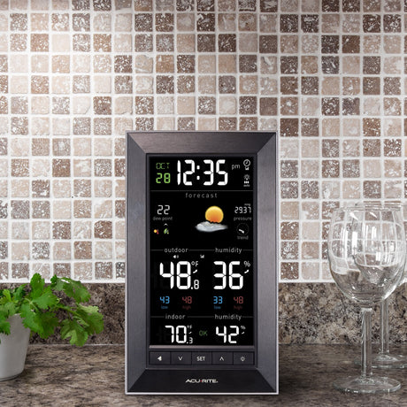 Weather Station Display sitting on a counter - AcuRite Weather Monitoring Devices
