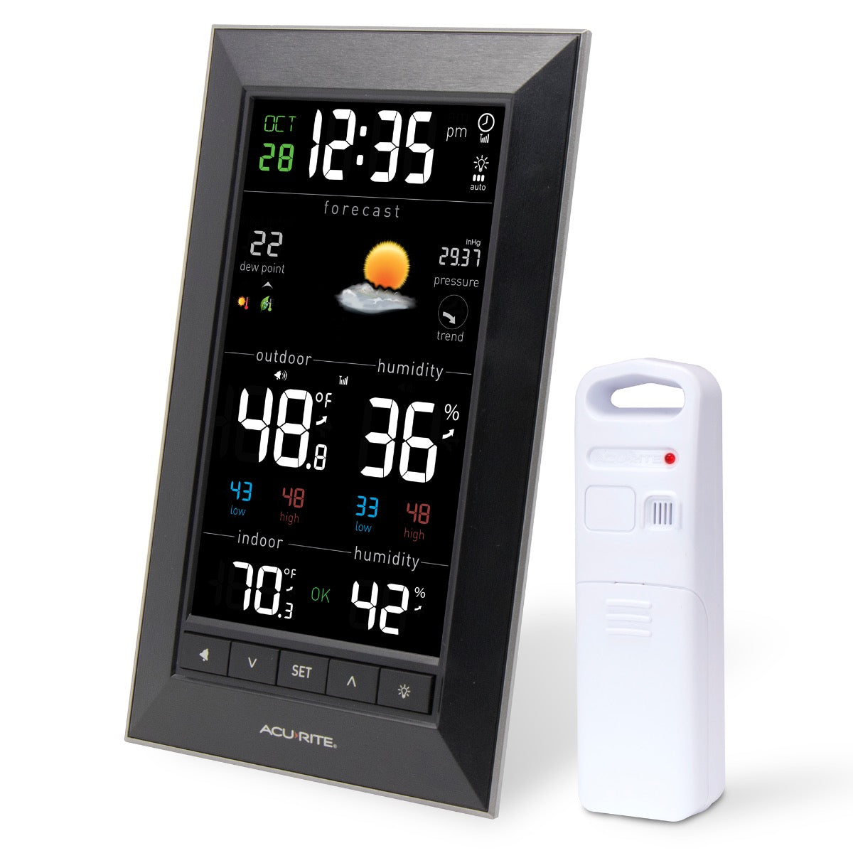 Angled view of the Weather Station with Indoor and Outdoor Monitoring - AcuRite Weather Monitoring Devices