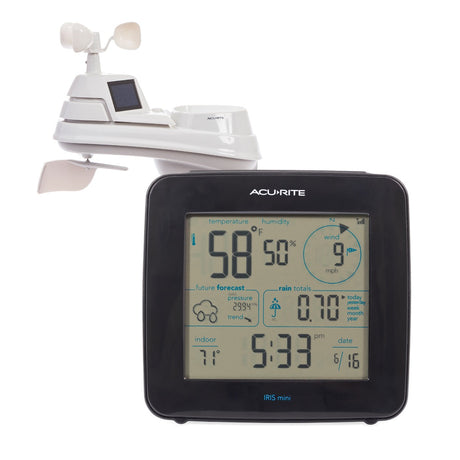 AcuRite Iris® Weather Station with Mini Wireless Display for Temperature, Humidity, Wind Speed/Direction, and Rainfall with Built-In Barometer