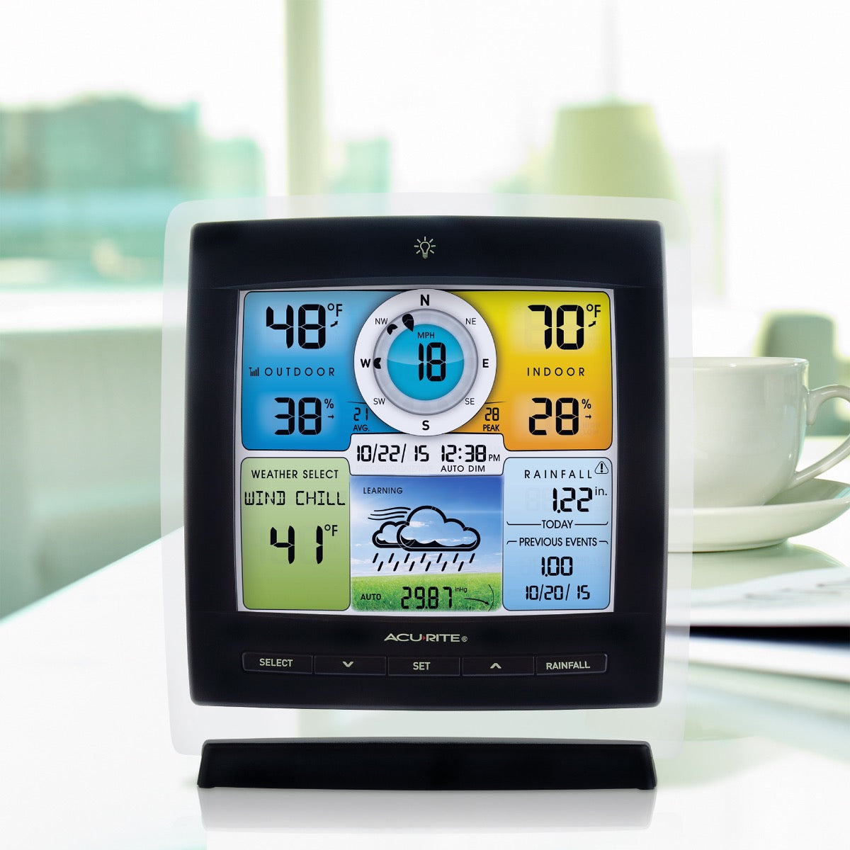 AcuRite Iris® (5-in-1) Weather Station with Color Display for Indoor and Outdoor Temperature and Humidity, Wind & Rain with Built-In Barometer