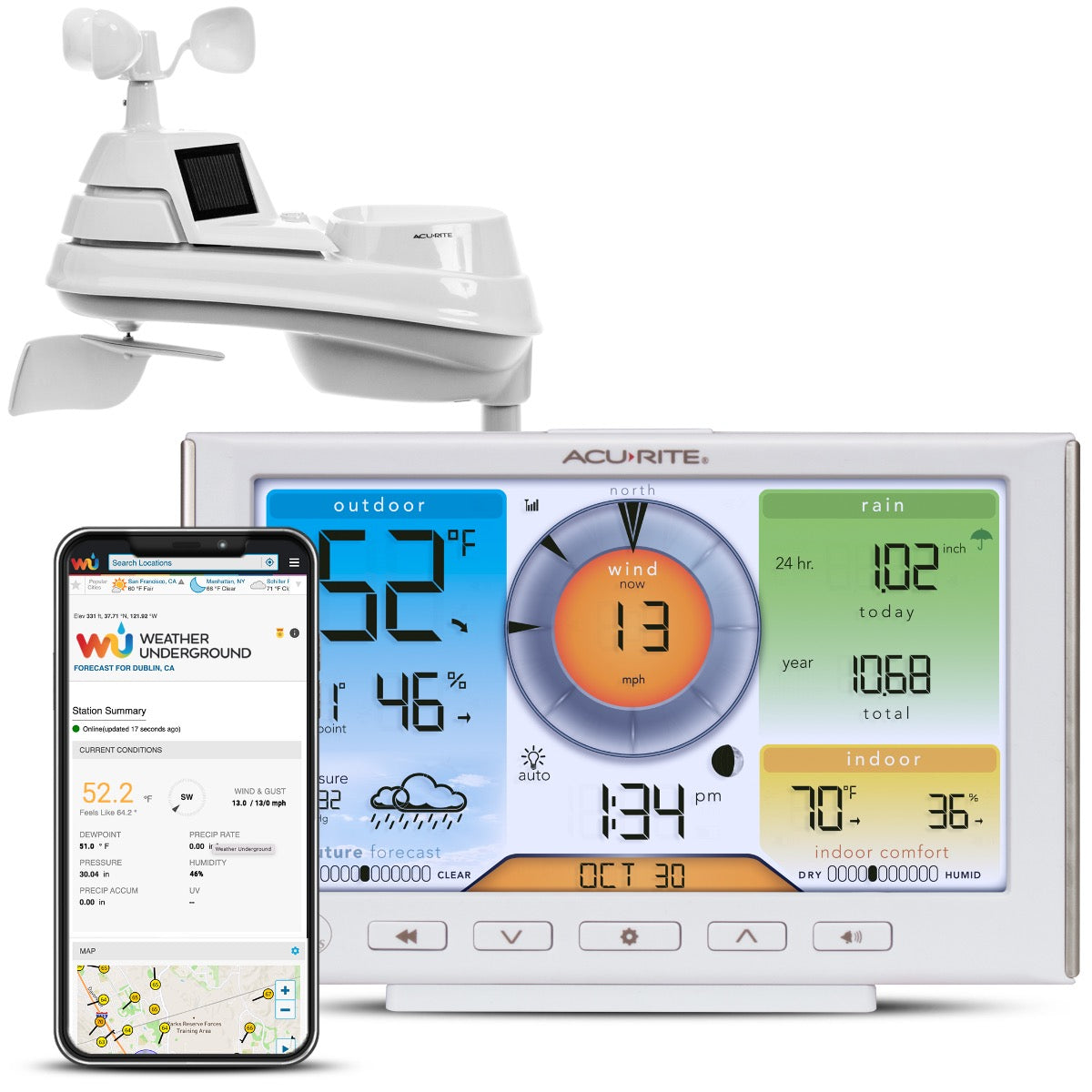 AcuRite Iris (5-in-1) Weather Station with Wi-Fi Connection to Weather Underground