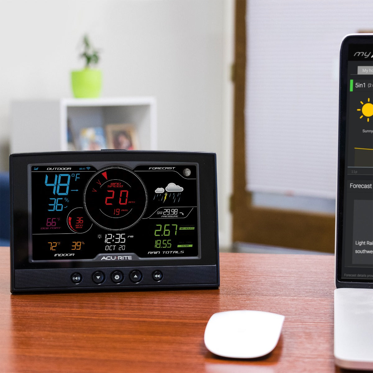 AcuRite Iris (5-in-1) Weather Station with Direct-to-Wi-Fi Display and Solar Power Pack