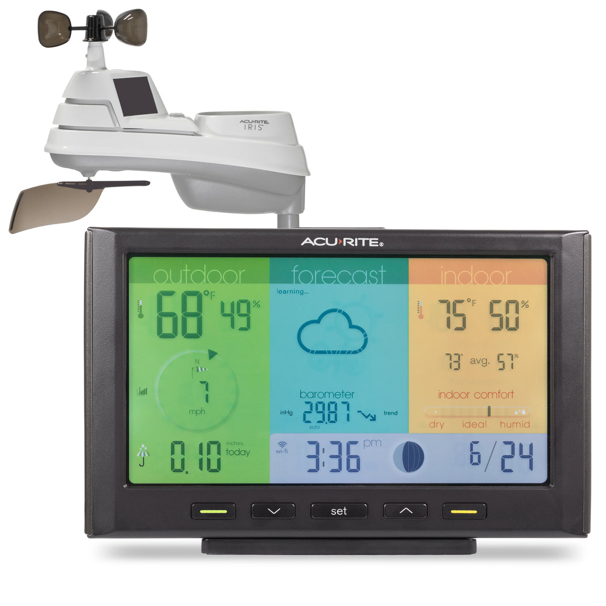 AcuRite Iris Weather Station with Direct-to-Wi-Fi Color Display for Remote Monitoring
