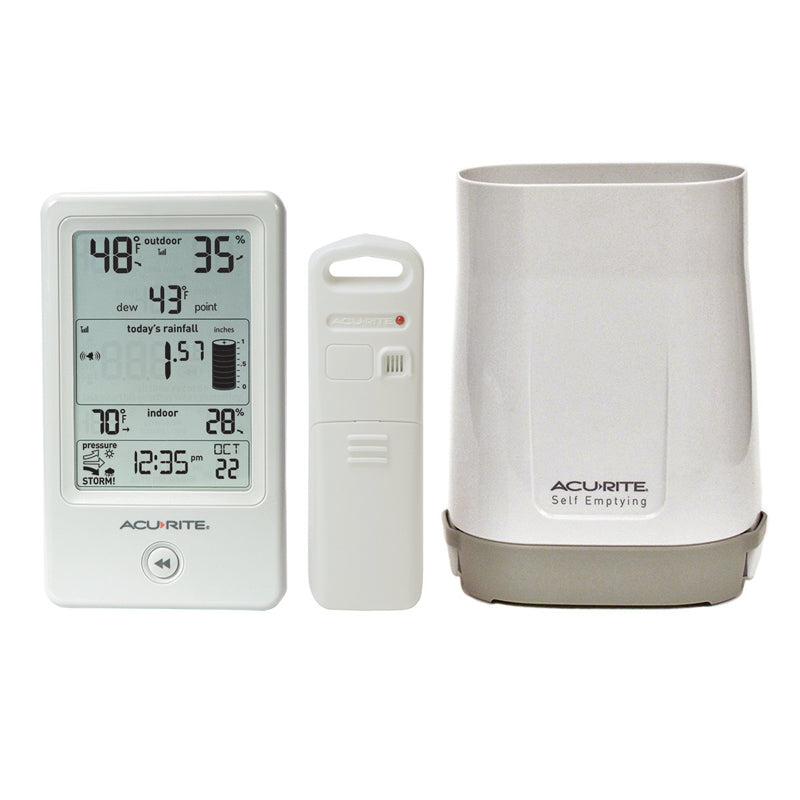 Digital Rain Gauge with Indoor/Outdoor Temperature and Storm Alert