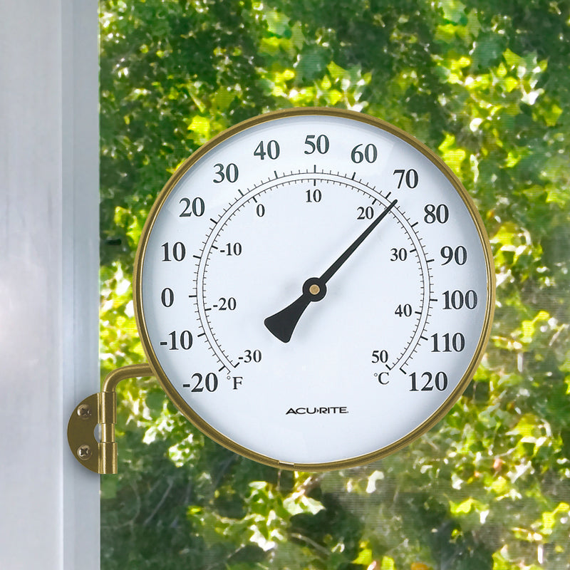 6-inch Antiqued Brass Metal Swivel Thermometer