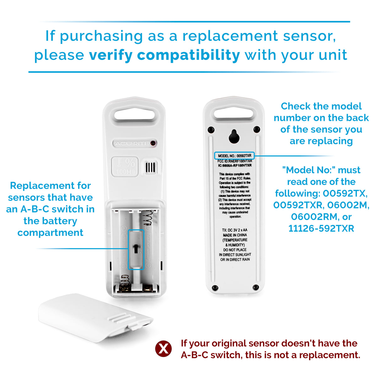 Add-on / Replacement Wireless Sensor (3 Options for Compatibility)