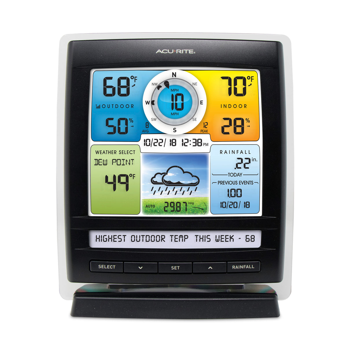 AcuRite Iris (5-in-1) Weather Station with Color Display and Weather Ticker and Solar Power Pack