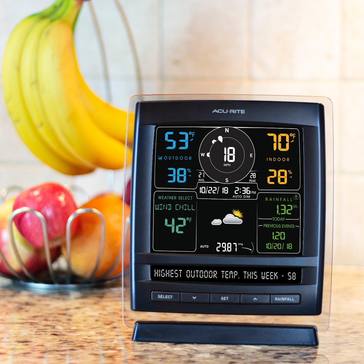 Iris (5-in-1) Wireless Home Weather Station with Indoor/Outdoor Thermometer, Wind Anemometers, Rain Gauge, and Barometer