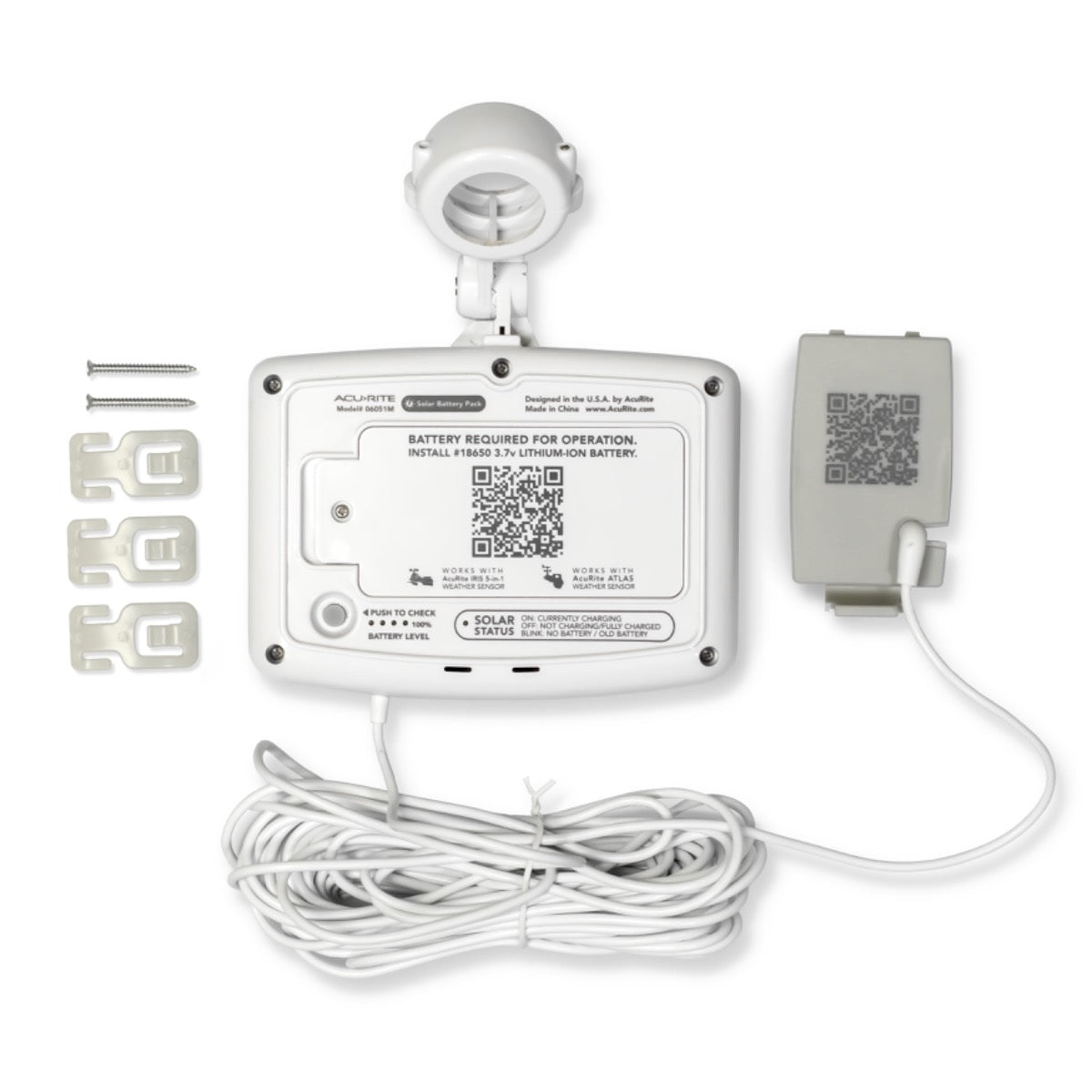 Solar Power Pack for AcuRite Iris® and AcuRite Atlas® Weather Stations Back