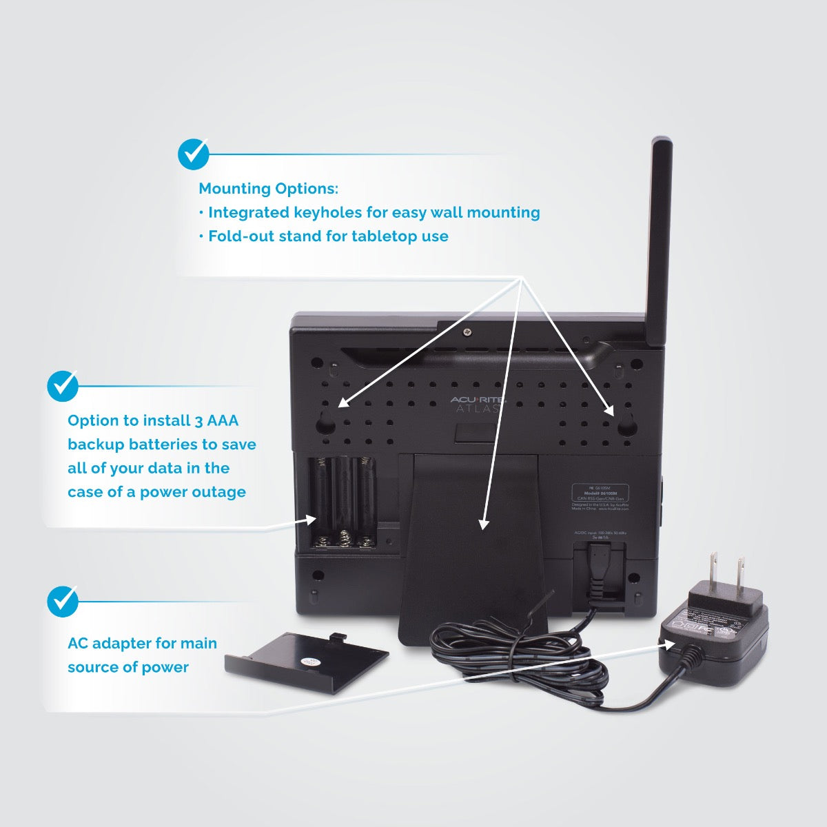 AcuRite Atlas® Weather Station HD Display–Gray Back Callout