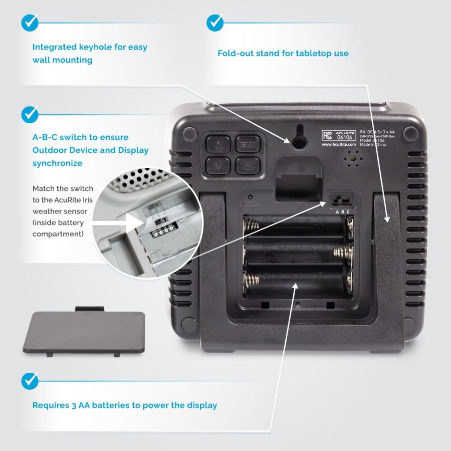 AcuRite Iris Weather Station with Wireless Display for Temperature, Humidity, Wind Speed/Direction, and Rainfall with Built-In Barometer and Portable Lightning Detector