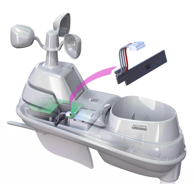 Diagram Showing How to Insert the Replacement Temperature and Humidity Sensor into the Weather Station – AcuRite Weather