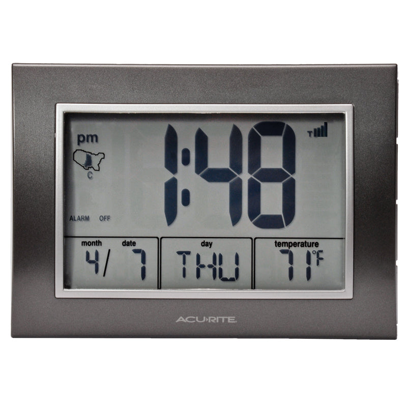 7-inch Atomic Alarm Clock with Date, Day of Week and Temperature