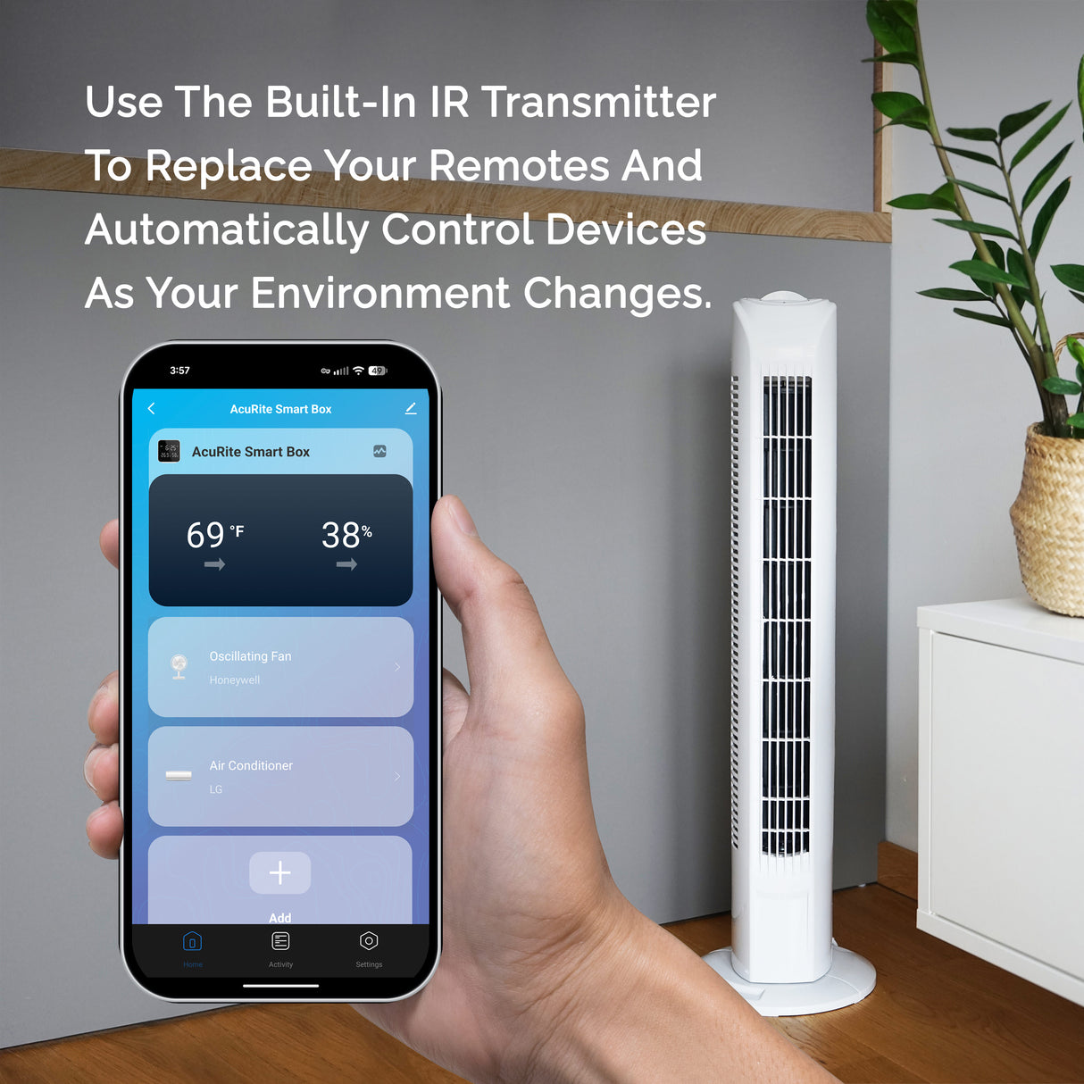 Smart Wi-Fi Indoor Digital Thermometer and Humidity Monitor with Universal IR Remote