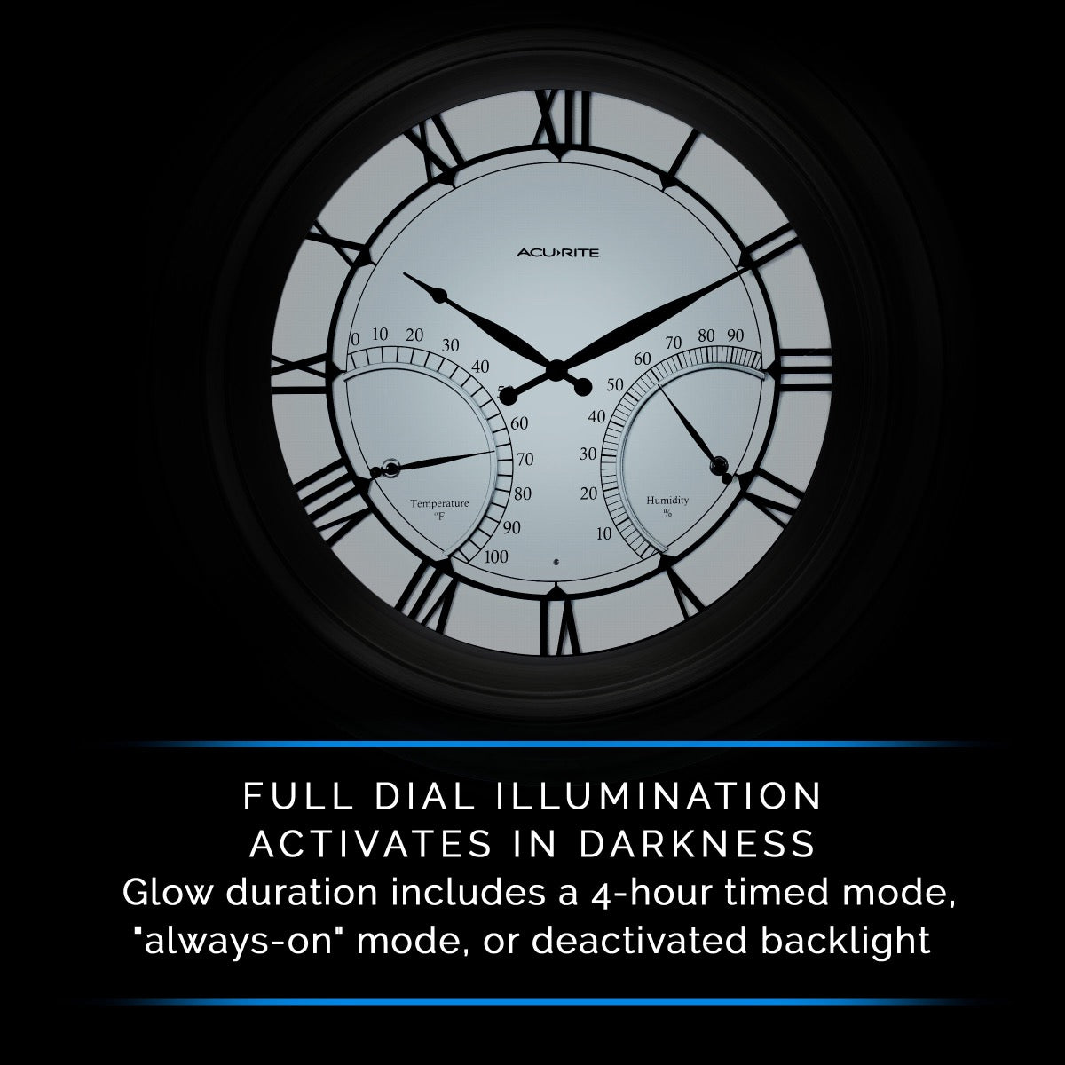 24-inch Pewter Outdoor Clock with Thermometer and Humidity-Fahrenheit
