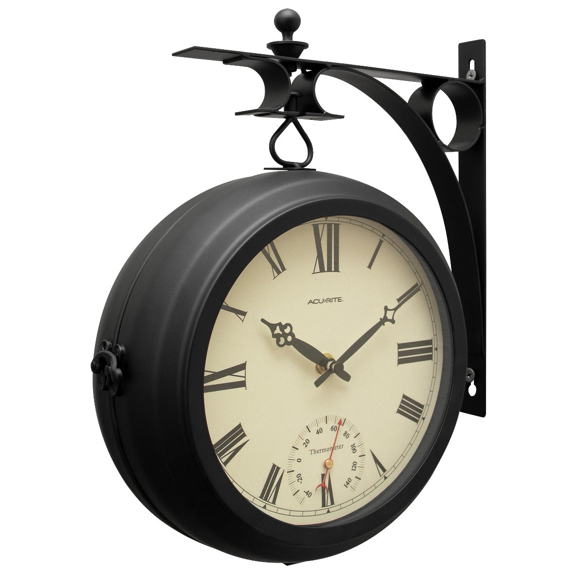9” Indoor/Outdoor Round Double-Sided Hanging Clock