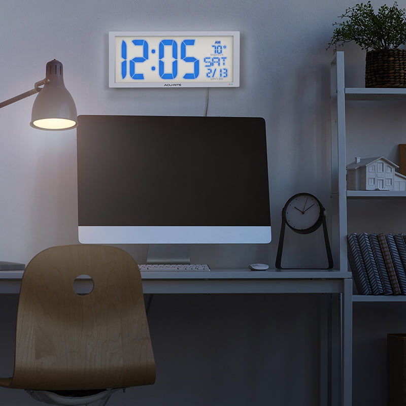 Multicolor LED 14.5" Oversized, Clock with Indoor Temperature and Date – view 2 – AcuRite Clocks