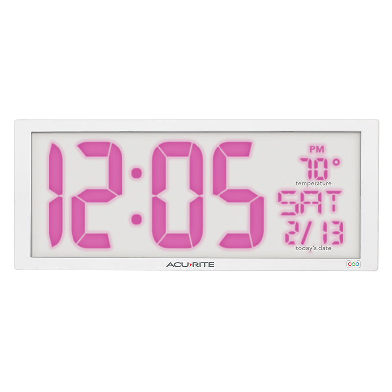 Multicolor LED 14.5" Oversized, Clock with Indoor Temperature and Date – view 10 – AcuRite Clocks