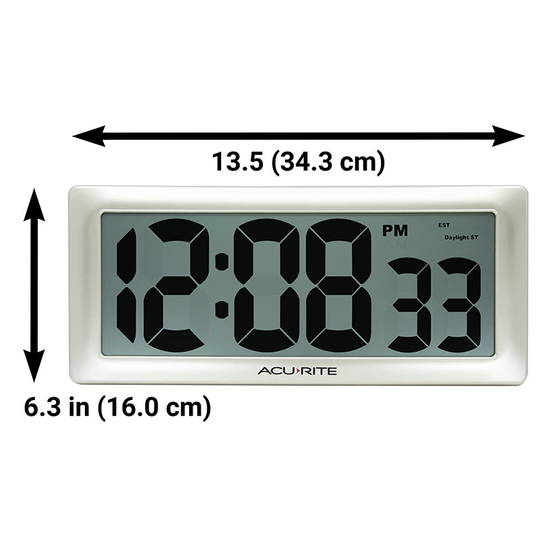 13.5” Large Digital Indoor Wall Clock with Intelli-Time Technology