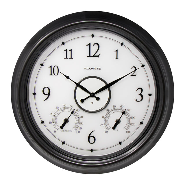 AcuRite illuminated outdoor clock with temperature and humidity sensors