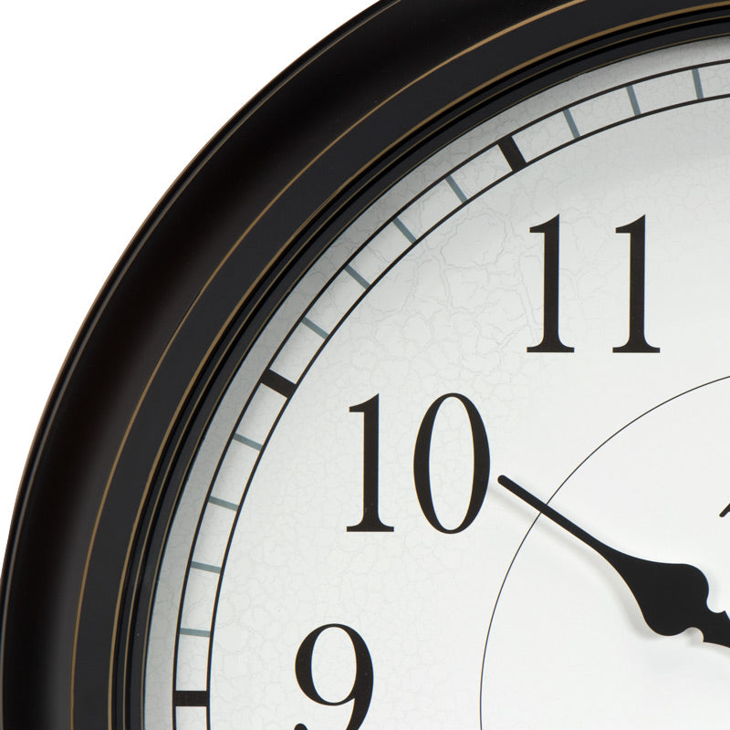 24-inch Weathered Black Wall Clock with Thermometer and Hygrometer
