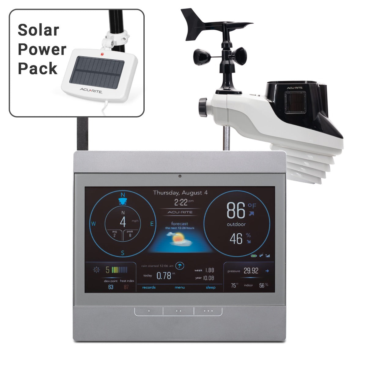 AcuRite Atlas Weather Station with Gray HD Display and Solar Power Pack