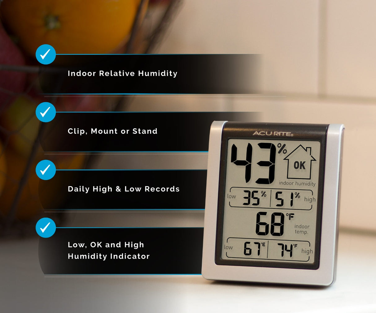 AcuRite Indoor Temperature and Humidity Monitor