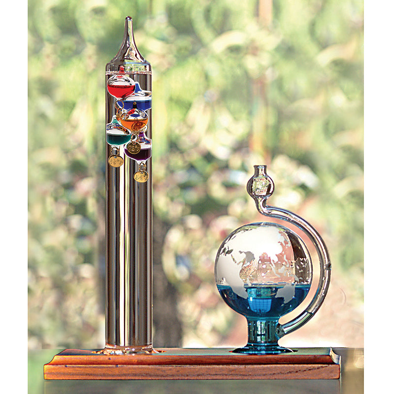 Glass Galileo Thermometer with Globe Storm Glass