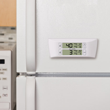 AcuRite 00986 Refrigerator Thermometer with 2 Wireless Temperature Sensors & Customizable Alarms for Fridge & Freezer