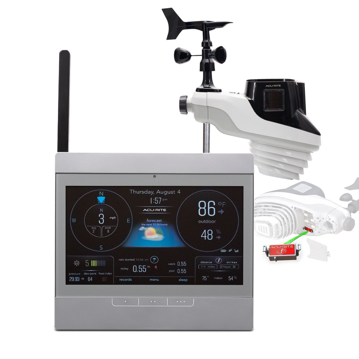 気候計 AcuRite Atlas® Weather Station with Gray HD Display and Lightning