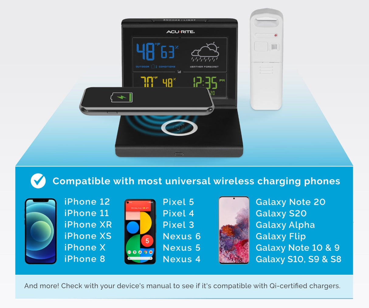 Weather Forecaster with Wireless Charging Pad