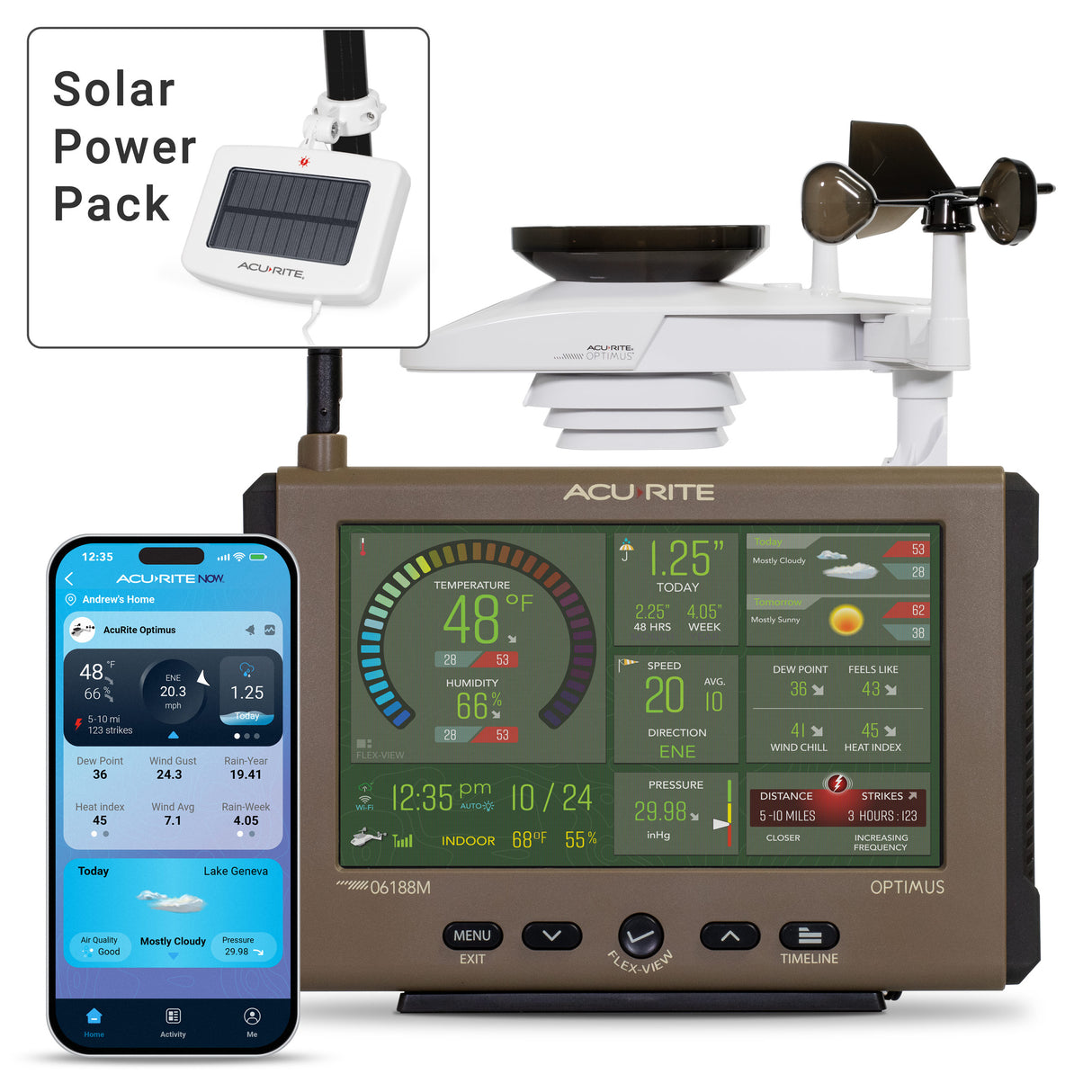 AcuRite Optimus Weather Station with Wi-Fi HD Display and Solar Pack
