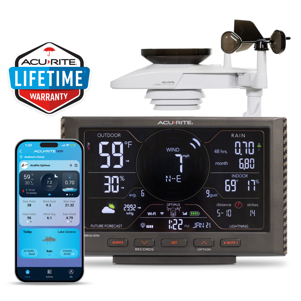 AcuRite Optimus Weather Station with Wi-Fi LCD Black Display
