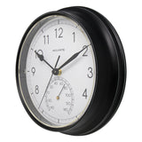 9.3-inch Black Outdoor Clock with Thermometer