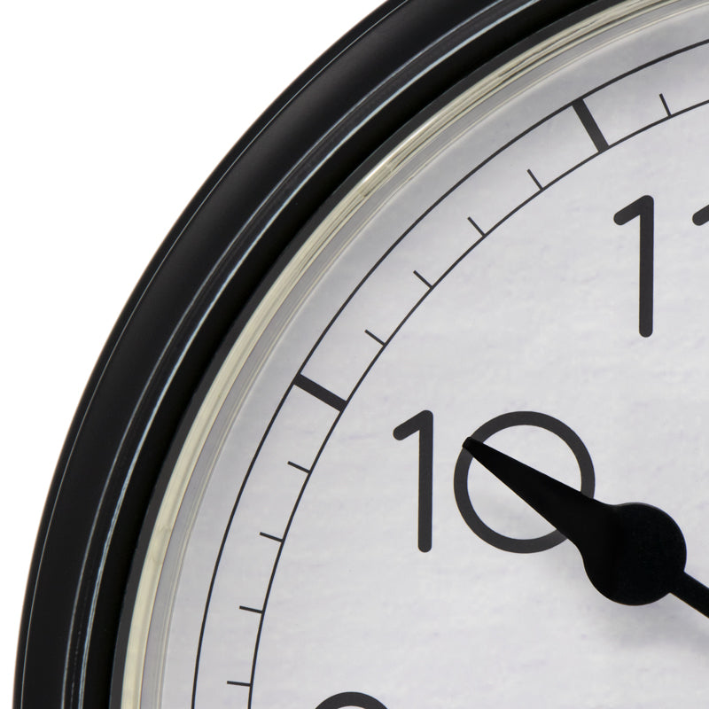 9.3-inch Black Outdoor Clock with Thermometer
