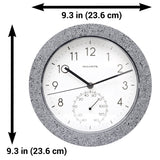 10-inch Faux Concrete Gray Speckled Matte Finish Clock with Thermometer