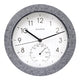 10-inch Faux Concrete Gray Speckled Matte Finish Clock with Thermometer