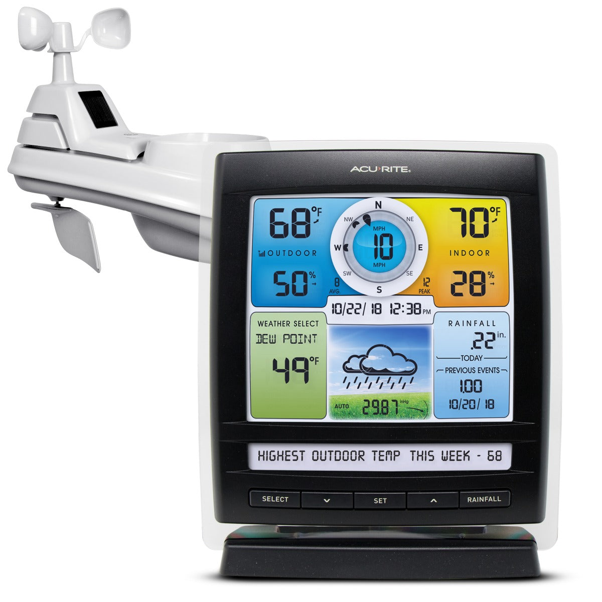 AcuRite Iris (5-in-1) Weather Station with Color Display and Weather Ticker