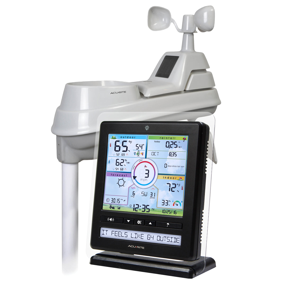 Acu Rite Pro Pro Color Weather Station with PRO+ 5-in-1 Sensor, PC Connect, Wind ...