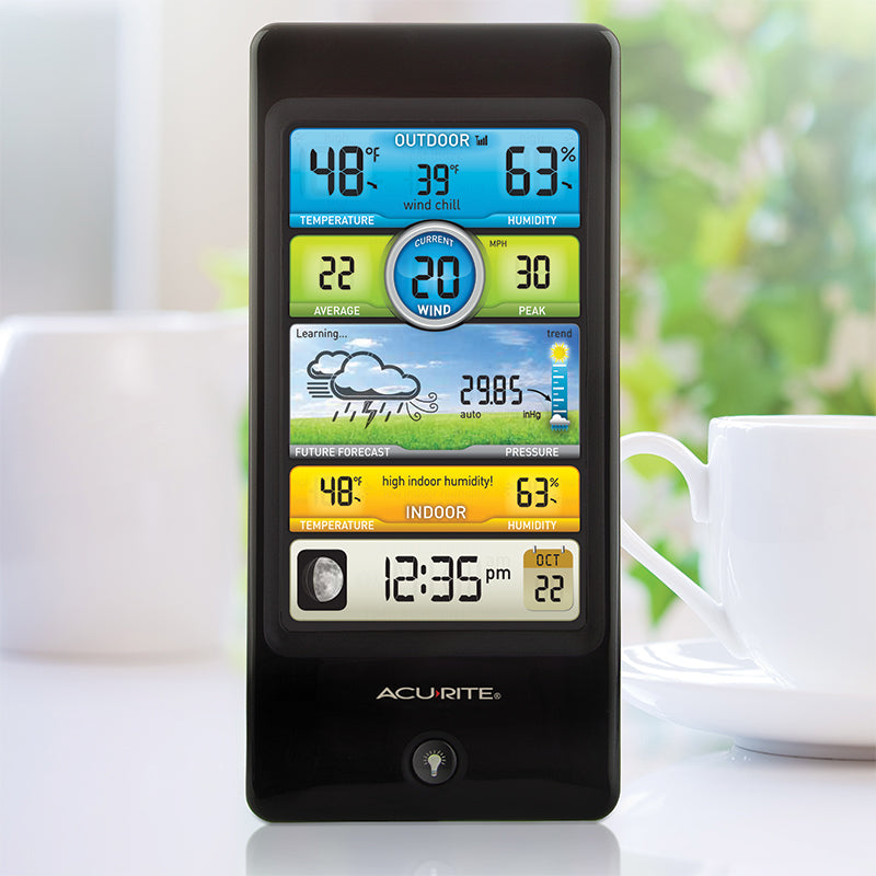 Pro Color Weather Station display on a table - AcuRite Weather Monitoring Devices