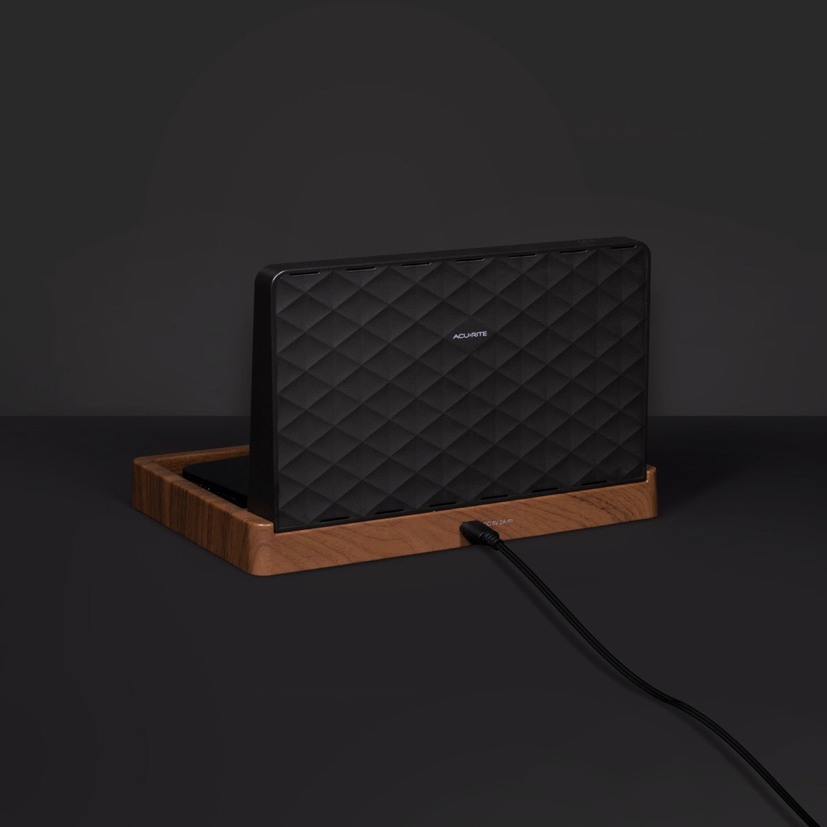 Weather Valet with Qi-Certified Wireless Charging Pad and Alarm Clock Back