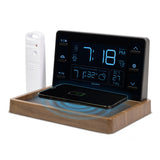 Weather Valet with Qi-Certified Wireless Charging Pad and Alarm Clock Front