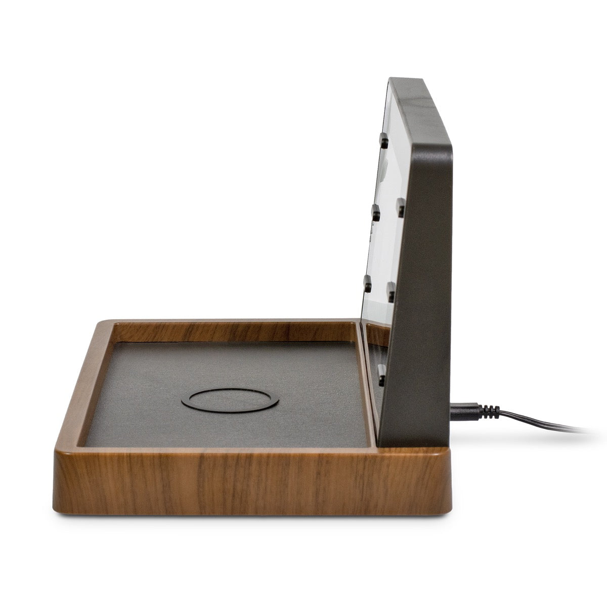 Weather Valet with Qi-Certified Wireless Charging Pad and Alarm Clock Side