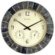 14-inch Faux Slate Outdoor Clock with Thermometer and Humidity