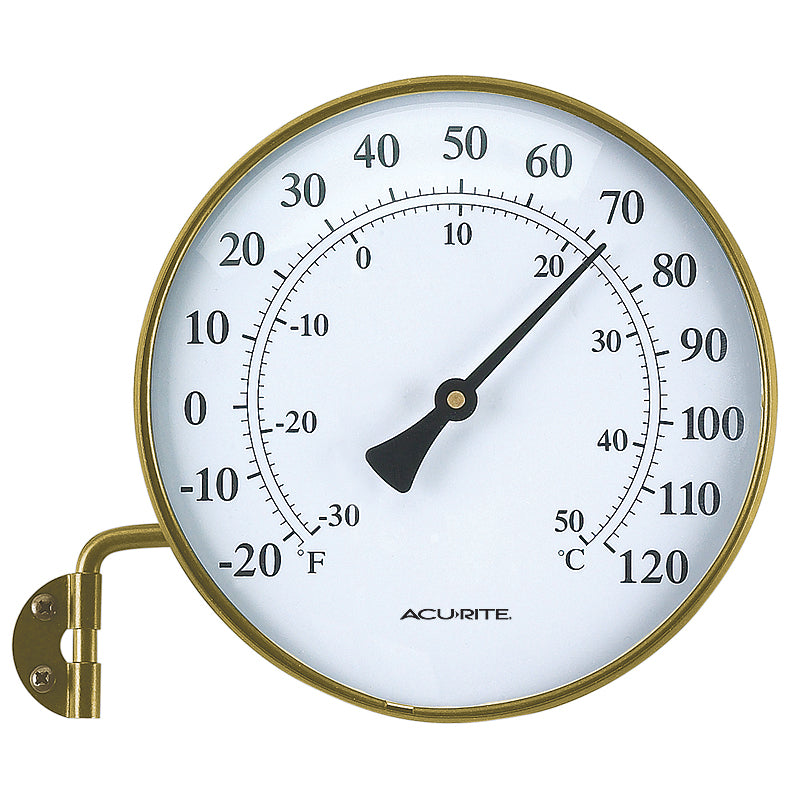 6-inch Antiqued Brass Metal Swivel Thermometer