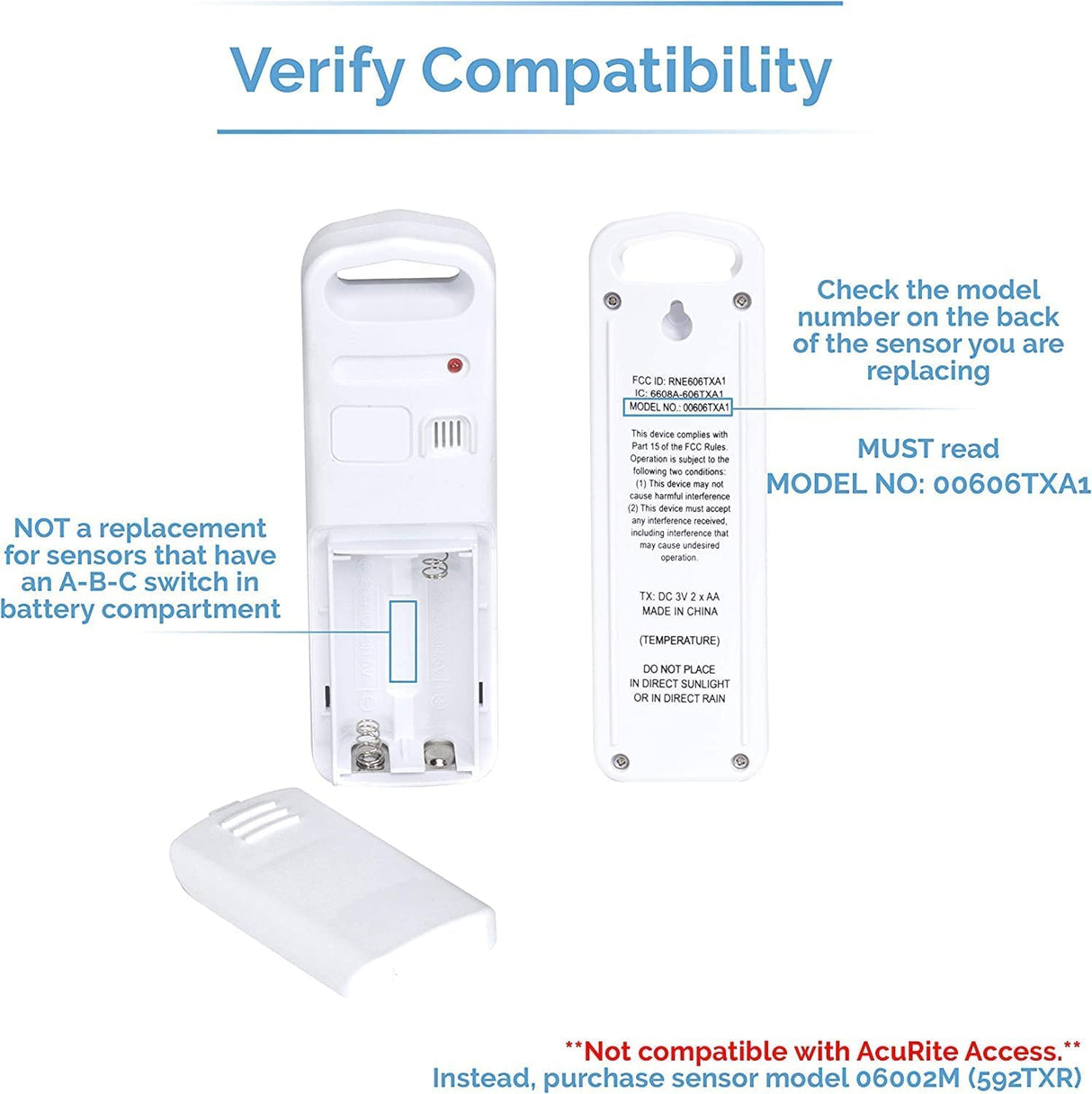Add-on / Replacement Wireless Sensor (3 Options for Compatibility)