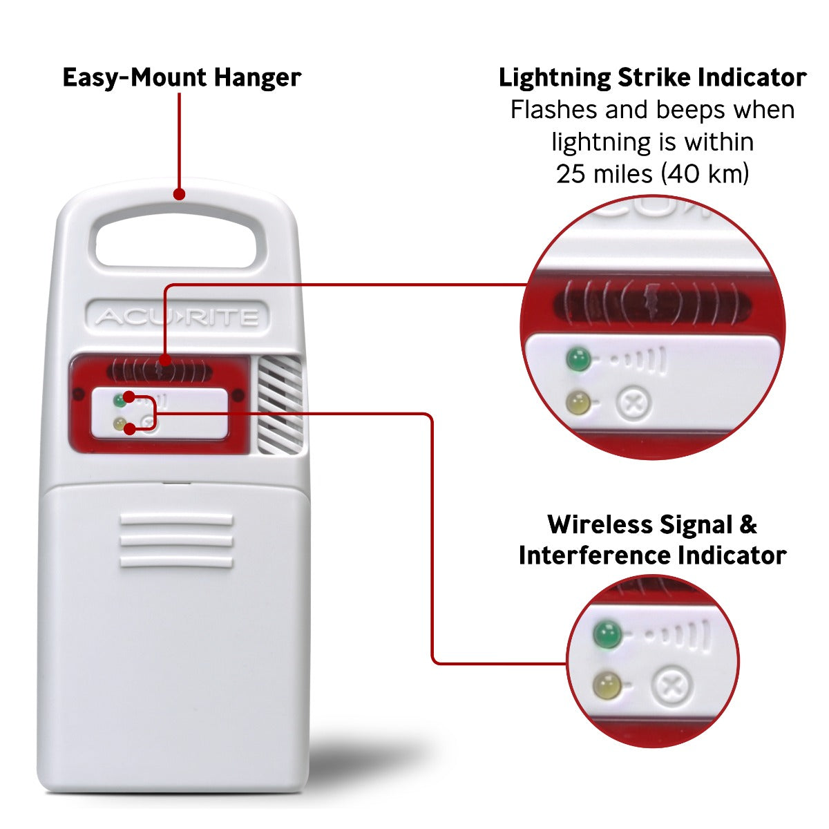 Humidity Lightning AcuRite Weather Station Lightning Forecaster with Indoor/Outdoor ...